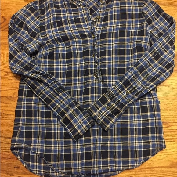 Jcrew Ruffle Popover in Ocean Plaid - Picture 2 of 4